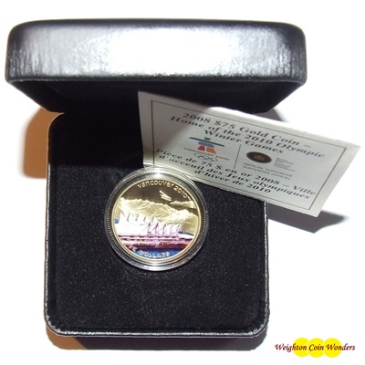 2008 Gold Proof $75 Coin – Home of Games 2010 (Coloured)